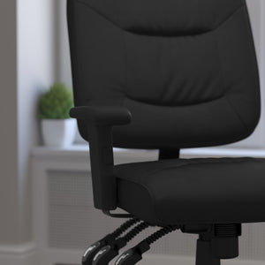 English Elm Cole Ergonomic Mid-Back Black LeatherSoft Office Chair with Adjustable Arms for Ultimate Comfort GO-1574-BK-A-GG