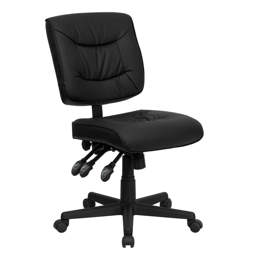 English Elm Cole Ergonomic Mid-Back Swivel Office Chair with LeatherSoft Upholstery for Ultimate Comfort & Style GO-1574-BK-GG