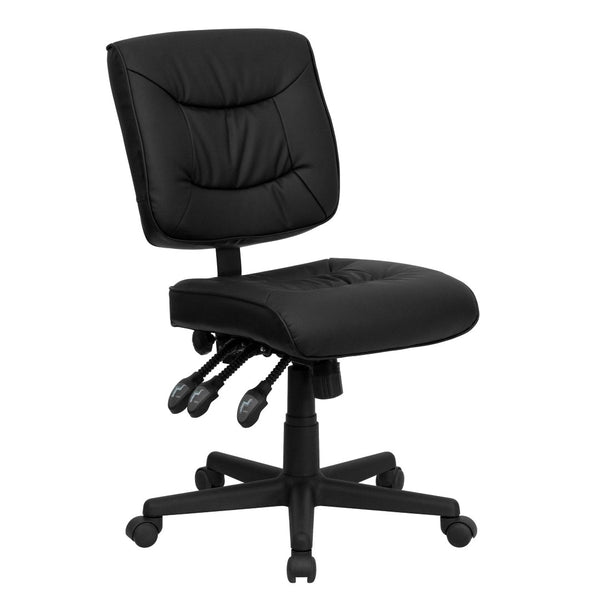 English Elm Cole Ergonomic Mid-Back Swivel Office Chair with LeatherSoft Upholstery for Ultimate Comfort & Style GO-1574-BK-GG