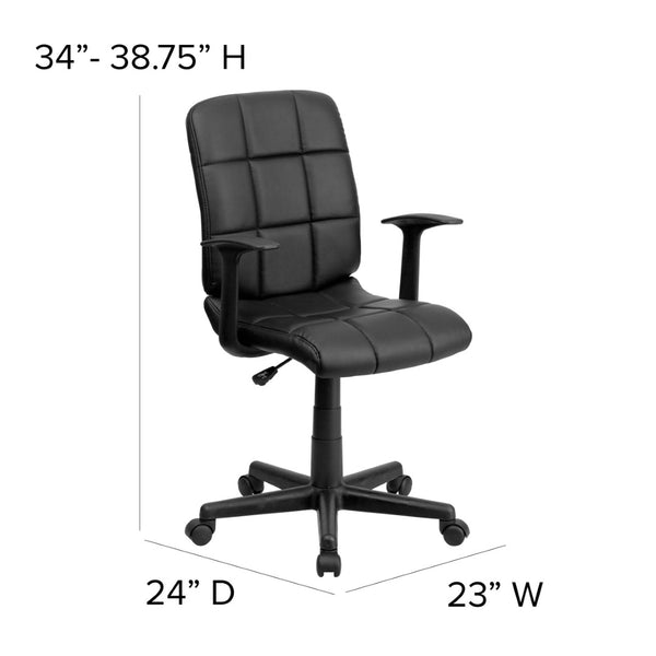 English Elm Clayton Mid-Back Quilted Vinyl Swivel Task Office Chair for Comfort, Style, and Versatile Use Black GO-1691-1-BK-A-GG