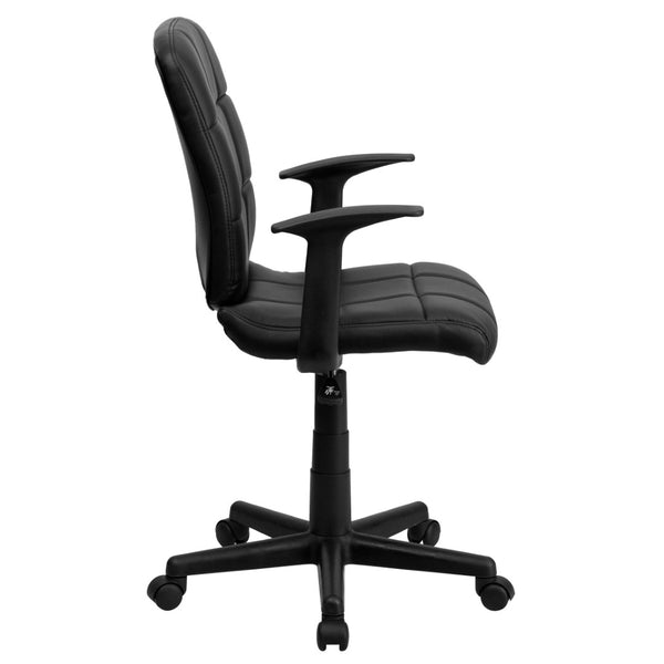 English Elm Clayton Mid-Back Quilted Vinyl Swivel Task Office Chair for Comfort, Style, and Versatile Use Black GO-1691-1-BK-A-GG