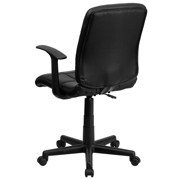 English Elm Clayton Mid-Back Quilted Vinyl Swivel Task Office Chair for Comfort, Style, and Versatile Use Black GO-1691-1-BK-A-GG