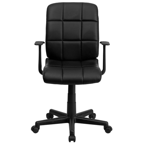 English Elm Clayton Mid-Back Quilted Vinyl Swivel Task Office Chair for Comfort, Style, and Versatile Use Black GO-1691-1-BK-A-GG