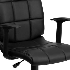 English Elm Clayton Mid-Back Quilted Vinyl Swivel Task Office Chair for Comfort, Style, and Versatile Use Black GO-1691-1-BK-A-GG