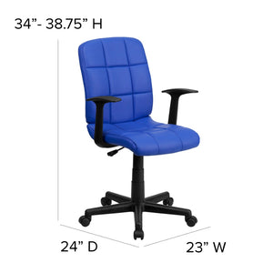 English Elm Clayton Mid-Back Quilted Vinyl Swivel Task Office Chair for Comfort, Style, and Versatile Use Blue GO-1691-1-BLUE-A-GG