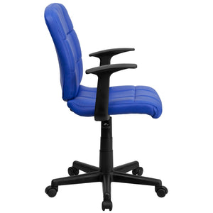 English Elm Clayton Mid-Back Quilted Vinyl Swivel Task Office Chair for Comfort, Style, and Versatile Use Blue GO-1691-1-BLUE-A-GG