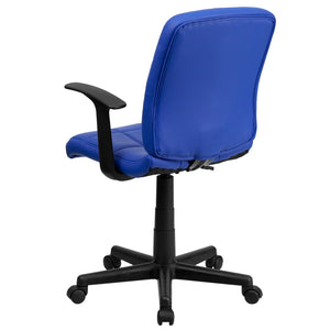 English Elm Clayton Mid-Back Quilted Vinyl Swivel Task Office Chair for Comfort, Style, and Versatile Use Blue GO-1691-1-BLUE-A-GG