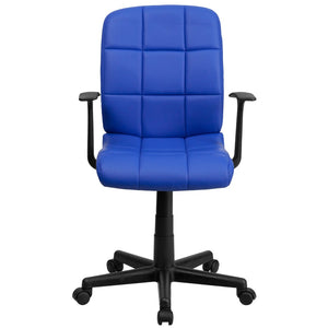 English Elm Clayton Mid-Back Quilted Vinyl Swivel Task Office Chair for Comfort, Style, and Versatile Use Blue GO-1691-1-BLUE-A-GG