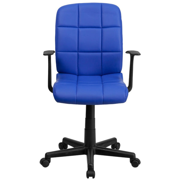 English Elm Clayton Mid-Back Quilted Vinyl Swivel Task Office Chair for Comfort, Style, and Versatile Use Blue GO-1691-1-BLUE-A-GG