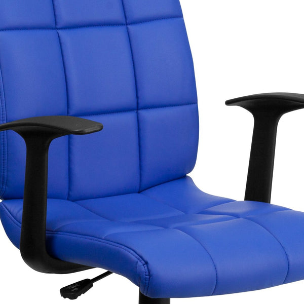 English Elm Clayton Mid-Back Quilted Vinyl Swivel Task Office Chair for Comfort, Style, and Versatile Use Blue GO-1691-1-BLUE-A-GG