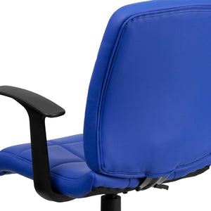 English Elm Clayton Mid-Back Quilted Vinyl Swivel Task Office Chair for Comfort, Style, and Versatile Use Blue GO-1691-1-BLUE-A-GG