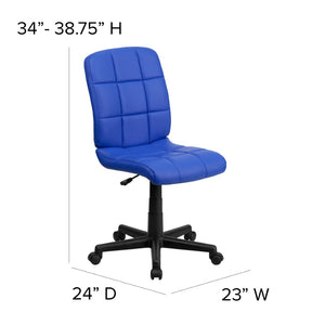 English Elm Clayton Mid-Back Quilted Vinyl Swivel Task Chair - Ergonomic Comfort for Home and Office Spaces Blue GO-1691-1-BLUE-GG