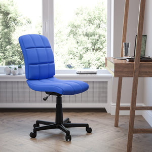 English Elm Clayton Mid-Back Quilted Vinyl Swivel Task Chair - Ergonomic Comfort for Home and Office Spaces Blue GO-1691-1-BLUE-GG