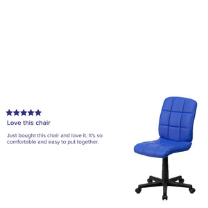 English Elm Clayton Mid-Back Quilted Vinyl Swivel Task Chair - Ergonomic Comfort for Home and Office Spaces Blue GO-1691-1-BLUE-GG