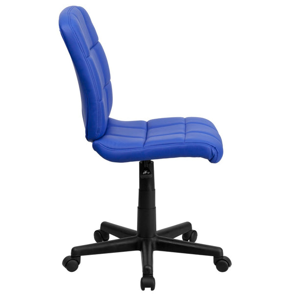 English Elm Clayton Mid-Back Quilted Vinyl Swivel Task Chair - Ergonomic Comfort for Home and Office Spaces Blue GO-1691-1-BLUE-GG
