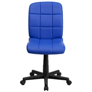 English Elm Clayton Mid-Back Quilted Vinyl Swivel Task Chair - Ergonomic Comfort for Home and Office Spaces Blue GO-1691-1-BLUE-GG