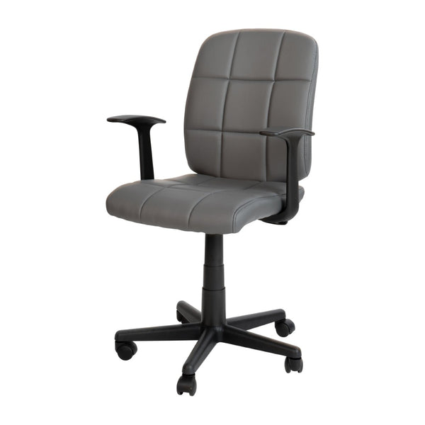 English Elm Clayton Mid-Back Quilted Vinyl Swivel Task Office Chair for Comfort, Style, and Versatile Use Gray GO-1691-1-GY-A-GG