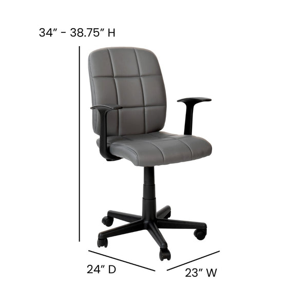 English Elm Clayton Mid-Back Quilted Vinyl Swivel Task Office Chair for Comfort, Style, and Versatile Use Gray GO-1691-1-GY-A-GG
