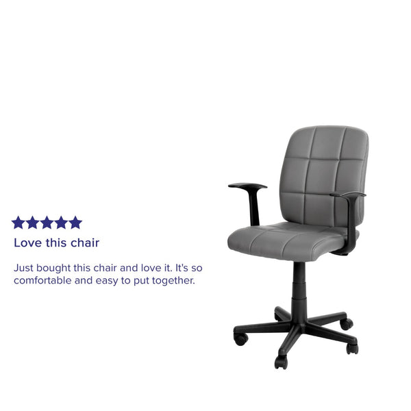 English Elm Clayton Mid-Back Quilted Vinyl Swivel Task Office Chair for Comfort, Style, and Versatile Use Gray GO-1691-1-GY-A-GG