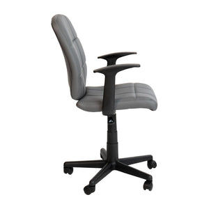 English Elm Clayton Mid-Back Quilted Vinyl Swivel Task Office Chair for Comfort, Style, and Versatile Use Gray GO-1691-1-GY-A-GG