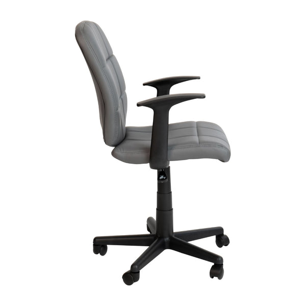English Elm Clayton Mid-Back Quilted Vinyl Swivel Task Office Chair for Comfort, Style, and Versatile Use Gray GO-1691-1-GY-A-GG