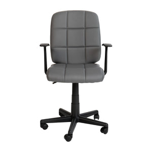 English Elm Clayton Mid-Back Quilted Vinyl Swivel Task Office Chair for Comfort, Style, and Versatile Use Gray GO-1691-1-GY-A-GG