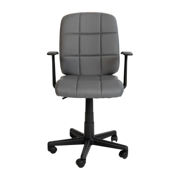 English Elm Clayton Mid-Back Quilted Vinyl Swivel Task Office Chair for Comfort, Style, and Versatile Use Gray GO-1691-1-GY-A-GG