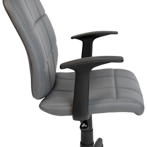 English Elm Clayton Mid-Back Quilted Vinyl Swivel Task Office Chair for Comfort, Style, and Versatile Use Gray GO-1691-1-GY-A-GG