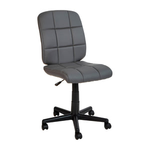 English Elm Clayton Mid-Back Quilted Vinyl Swivel Task Chair - Ergonomic Comfort for Home and Office Spaces Gray GO-1691-1-GY-GG
