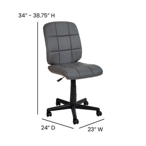 English Elm Clayton Mid-Back Quilted Vinyl Swivel Task Chair - Ergonomic Comfort for Home and Office Spaces Gray GO-1691-1-GY-GG
