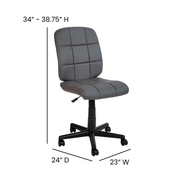 English Elm Clayton Mid-Back Quilted Vinyl Swivel Task Chair - Ergonomic Comfort for Home and Office Spaces Gray GO-1691-1-GY-GG