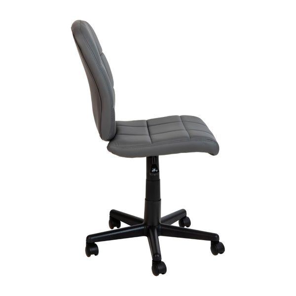 English Elm Clayton Mid-Back Quilted Vinyl Swivel Task Chair - Ergonomic Comfort for Home and Office Spaces Gray GO-1691-1-GY-GG