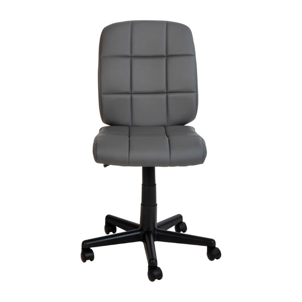 English Elm Clayton Mid-Back Quilted Vinyl Swivel Task Chair - Ergonomic Comfort for Home and Office Spaces Gray GO-1691-1-GY-GG