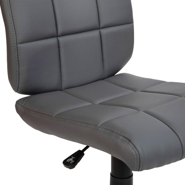 English Elm Clayton Mid-Back Quilted Vinyl Swivel Task Chair - Ergonomic Comfort for Home and Office Spaces Gray GO-1691-1-GY-GG