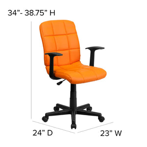 English Elm Clayton Mid-Back Quilted Vinyl Swivel Task Office Chair for Comfort, Style, and Versatile Use Orange GO-1691-1-ORG-A-GG