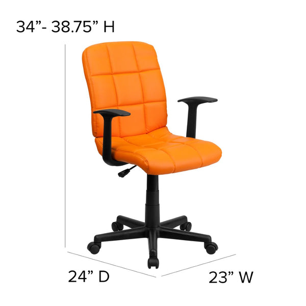 English Elm Clayton Mid-Back Quilted Vinyl Swivel Task Office Chair for Comfort, Style, and Versatile Use Orange GO-1691-1-ORG-A-GG