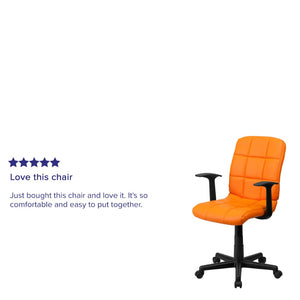 English Elm Clayton Mid-Back Quilted Vinyl Swivel Task Office Chair for Comfort, Style, and Versatile Use Orange GO-1691-1-ORG-A-GG