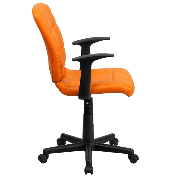 English Elm Clayton Mid-Back Quilted Vinyl Swivel Task Office Chair for Comfort, Style, and Versatile Use Orange GO-1691-1-ORG-A-GG
