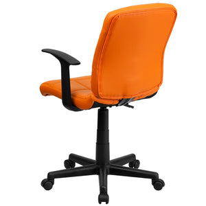 English Elm Clayton Mid-Back Quilted Vinyl Swivel Task Office Chair for Comfort, Style, and Versatile Use Orange GO-1691-1-ORG-A-GG
