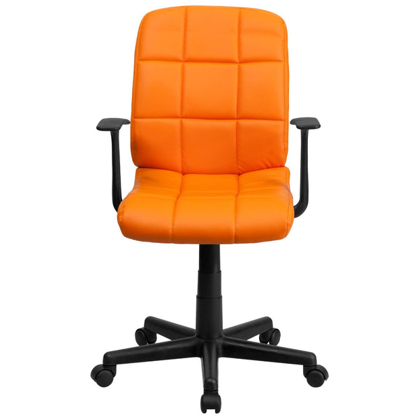 English Elm Clayton Mid-Back Quilted Vinyl Swivel Task Office Chair for Comfort, Style, and Versatile Use Orange GO-1691-1-ORG-A-GG
