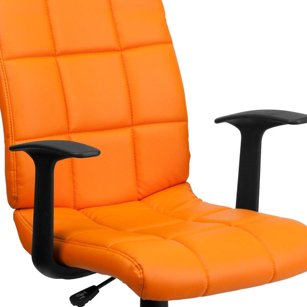 English Elm Clayton Mid-Back Quilted Vinyl Swivel Task Office Chair for Comfort, Style, and Versatile Use Orange GO-1691-1-ORG-A-GG