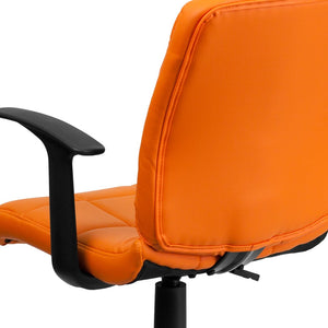 English Elm Clayton Mid-Back Quilted Vinyl Swivel Task Office Chair for Comfort, Style, and Versatile Use Orange GO-1691-1-ORG-A-GG