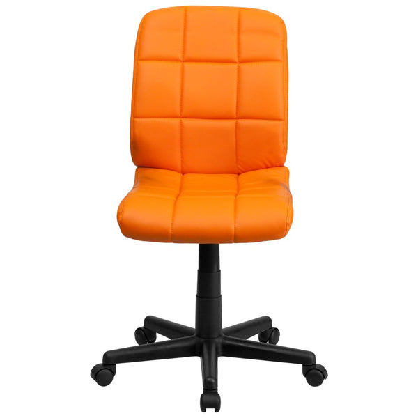 English Elm Clayton Mid-Back Quilted Vinyl Swivel Task Chair - Ergonomic Comfort for Home and Office Spaces Orange GO-1691-1-ORG-GG