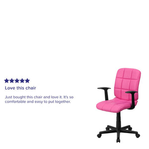 English Elm Clayton Mid-Back Quilted Vinyl Swivel Task Office Chair for Comfort, Style, and Versatile Use Pink GO-1691-1-PINK-A-GG