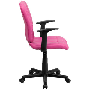 English Elm Clayton Mid-Back Quilted Vinyl Swivel Task Office Chair for Comfort, Style, and Versatile Use Pink GO-1691-1-PINK-A-GG