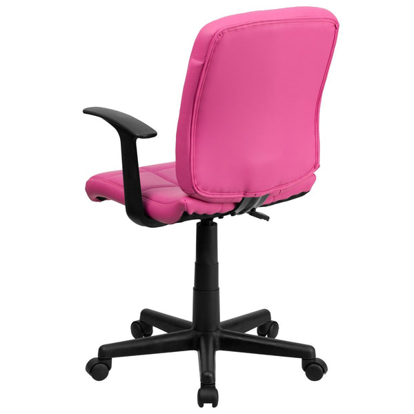English Elm Clayton Mid-Back Quilted Vinyl Swivel Task Office Chair for Comfort, Style, and Versatile Use Pink GO-1691-1-PINK-A-GG
