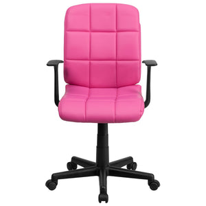 English Elm Clayton Mid-Back Quilted Vinyl Swivel Task Office Chair for Comfort, Style, and Versatile Use Pink GO-1691-1-PINK-A-GG