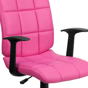 English Elm Clayton Mid-Back Quilted Vinyl Swivel Task Office Chair for Comfort, Style, and Versatile Use Pink GO-1691-1-PINK-A-GG