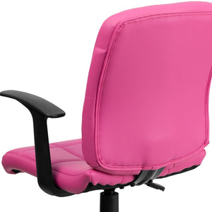 English Elm Clayton Mid-Back Quilted Vinyl Swivel Task Office Chair for Comfort, Style, and Versatile Use Pink GO-1691-1-PINK-A-GG