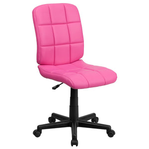 English Elm Clayton Mid-Back Quilted Vinyl Swivel Task Chair - Ergonomic Comfort for Home and Office Spaces Pink GO-1691-1-PINK-GG